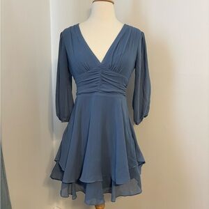 B Darlin Long Sleeve Blue Dress